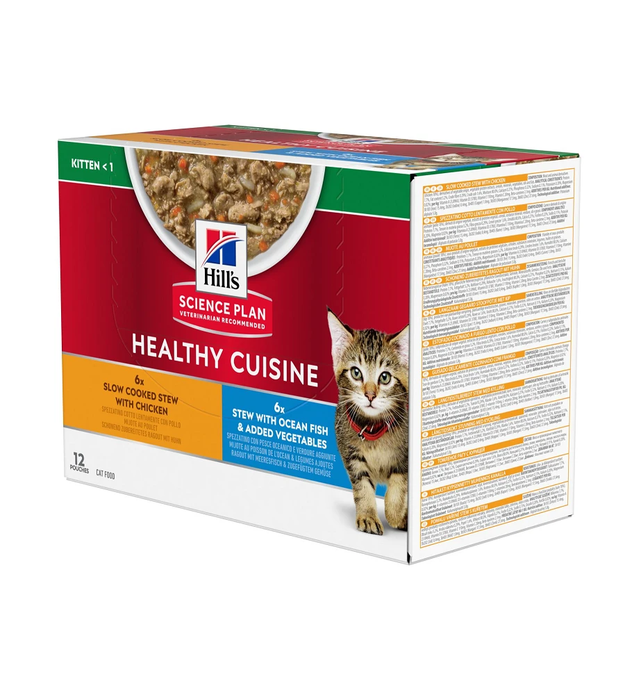 Hill's Science Plan Healthy Cuisine Kitten Stoofpotje Kip & Zeevis - 4 X 12 X 80 Gram 3 Hill's Science Plan Healthy Cuisine Kitten Stoofpotje Kip & Zeevis - 4 X 12 X 80 Gram